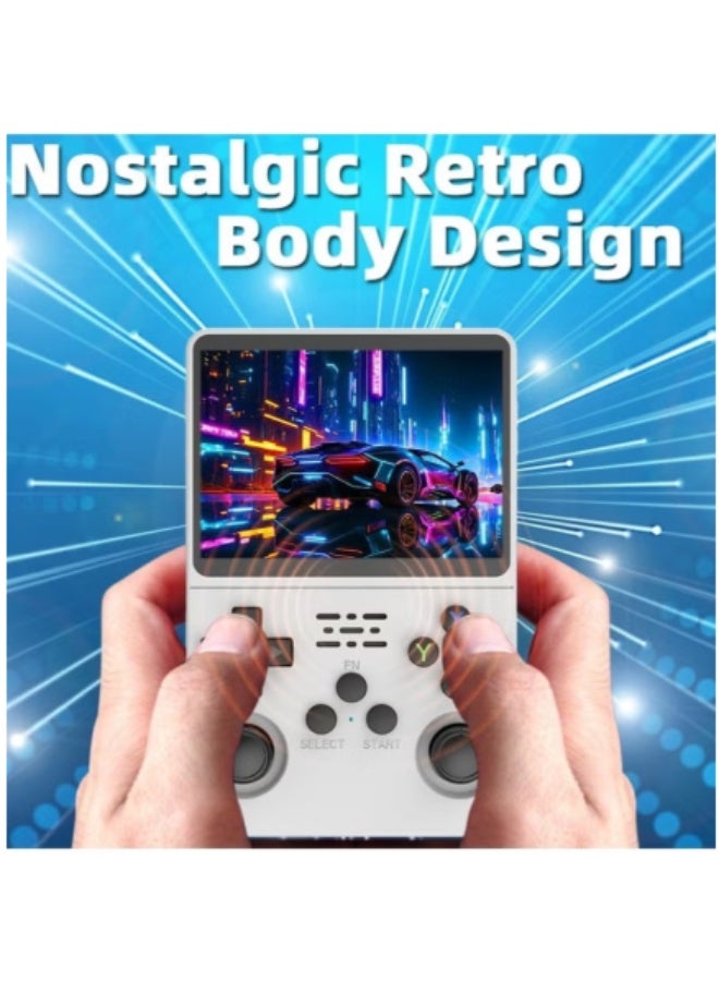Handheld Retro R36S Game Console Linux System With 64G TF Card, 20000+ Games, Retro Video Game Console 3.5 Inch IPS Screen White - Image 3